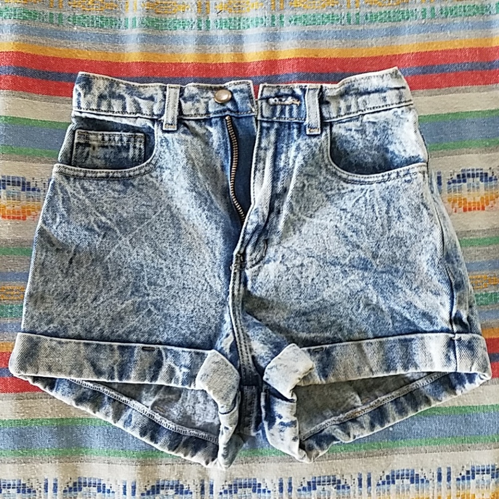 American Apparel High Waisted Acid Wash Shorts